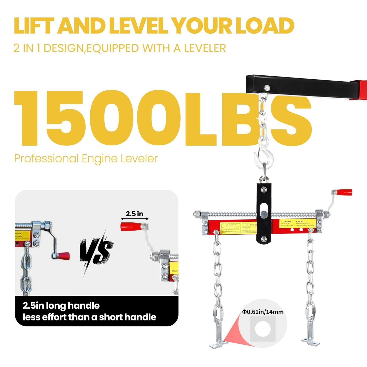 Engine Hoist Cherry Picker with Leveler, 2-Ton Folding Hydraulic Workshop Crane Lift with 6 Swivel Wheels and Telescopic Boom, 4400 Lbs Capacity Heavy-Duty Crane for Garage, Automotive Repair (Red)