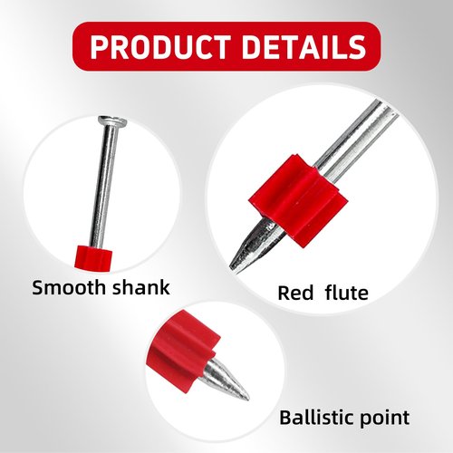 DECK DECO 2-1/2" Powder Actuated Fasteners with .300 Head .145" Shank and flute for Powder Fastening & Power Framing systems, 100 Pack