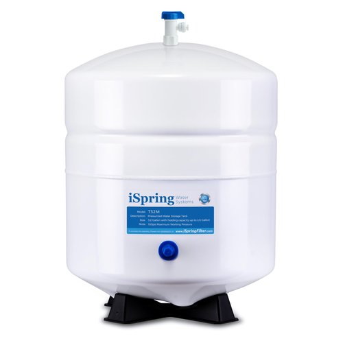 iSpring T32M Pressurized Water Storage Tank with Ball Valve for Reverse Osmosis RO Systems, 4 Gallon, 1/4" Tank Valve Included, White