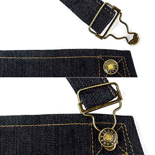 QWORK Heavy Duty Denim Work Apron With Pockets, Adjustable Jean Tool Apron for Men and Women