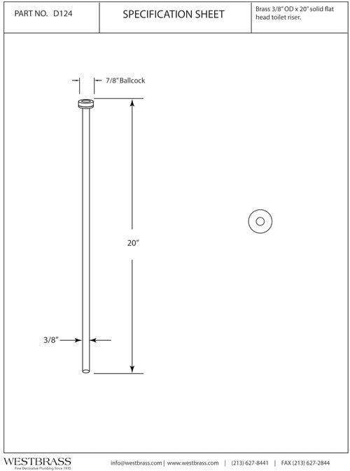 Westbrass D124-2-05 3/8" x 20" Brass Flat Head Toilet Riser Supply Line, Polished Nickel (2-Pack)