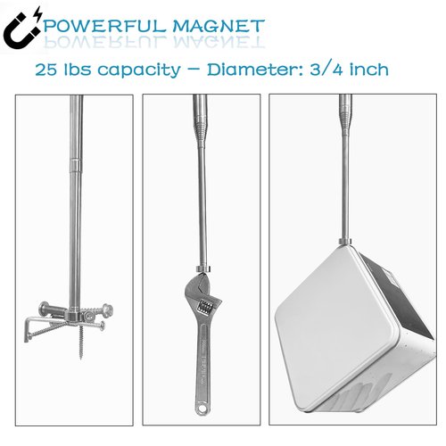 AHRYLXY 10 FT Telescoping Pickup Tool Magnetic Pole with Hook, Telescopic Push Pull Rod Wire Reacher Grabber Disc Golf retriever, Telescopic Magnetic Pick-Up Tool