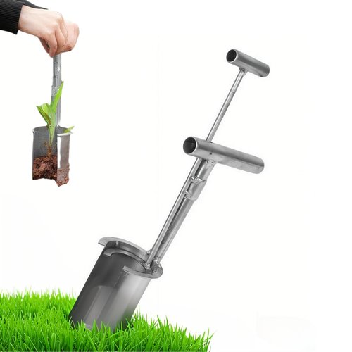 Garden Barrel Transplanter, 2025 Upgrade Plant and Fruit Tree Seedling Transplanter, Stainless Bulb Planter with Long Handle and Serrated Base Garden Tool for Transplanting, Planting
