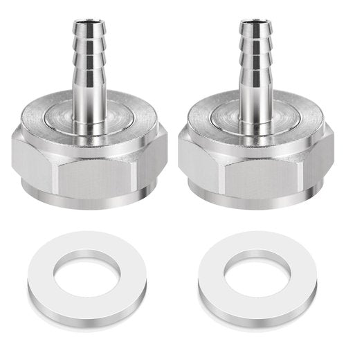 MRbrew Keg Coupler Barb Connector 2Pcs, O.D 5/16'' Beer Line Barb Fittings Homebrew Sankey Couplers Kegerator Parts Brew Hose Line Tailpiece Nipple Fitting with Sealing Washer and G 5/8 Thread Hex Nut