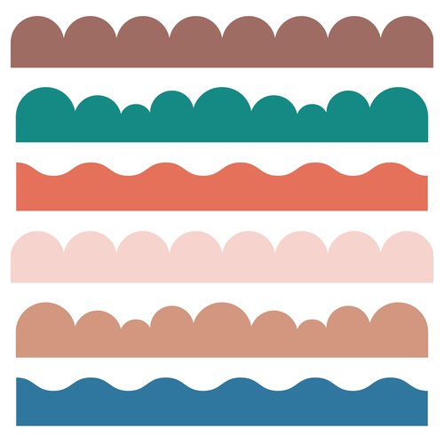 6 Pack Scalloped Border Stencils for Painting Large Pattern on Wall, Door, Window, Reusable Multi-Wave Border Edge Template for Scandinavian DIY Wall Painting Décor Projects.
