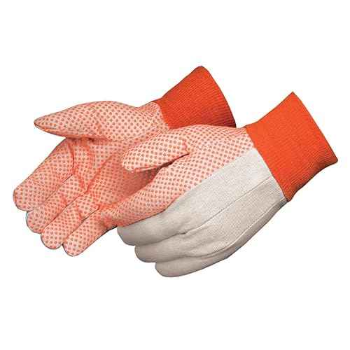 Liberty Glove & Safety 9505A Cotton Canvas Men's Glove with Fluorescent Orange PVC Dots (Pack of 12)