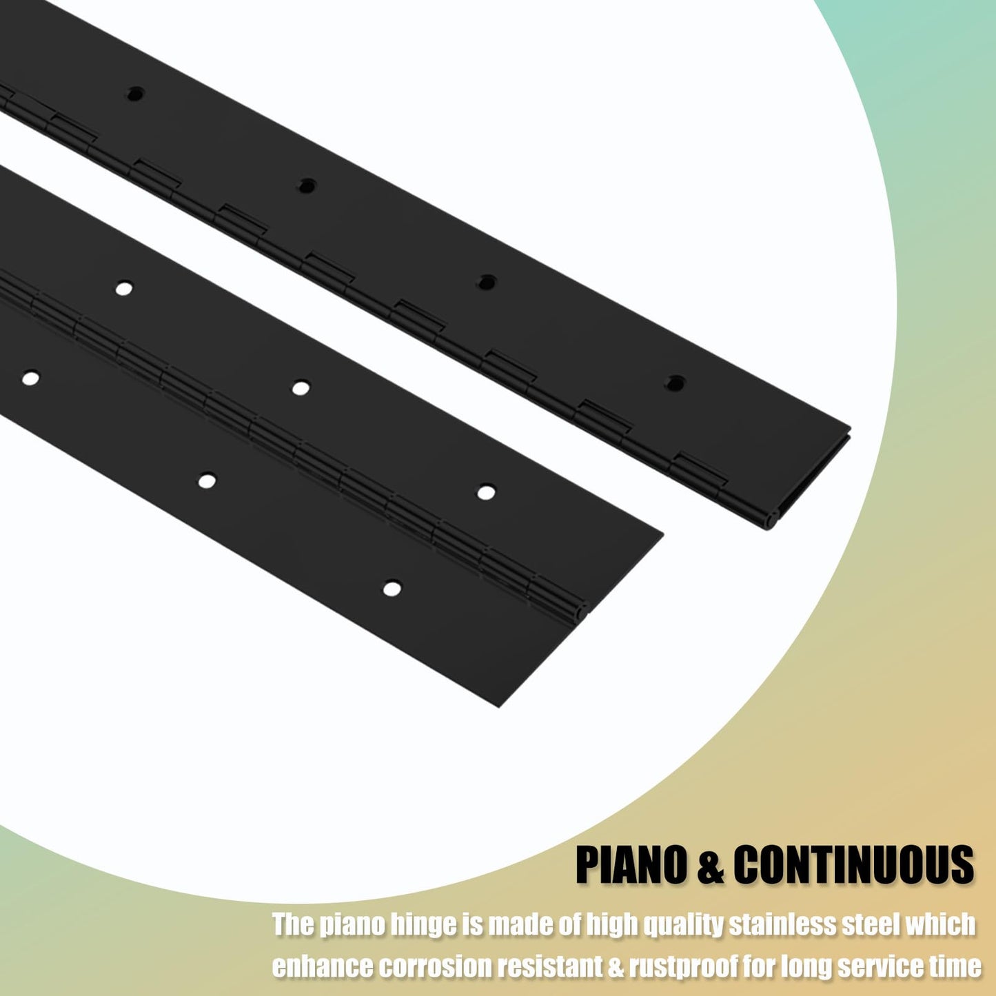 EPHECH 4PCS 12Inch Black Continuous &Piano Hinge, Heavy Duty Stainless Steel 304 Continuous Hinges Piano Boat Hinges, 0.04" Thickness Folding Cabinet Door Butt Hinge