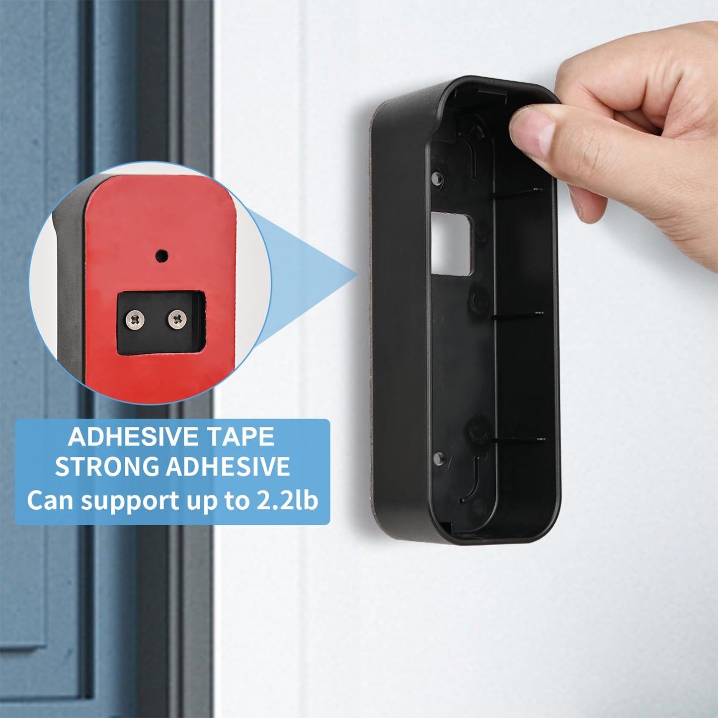 Adhesive Door Mount Compatible with Blink Video Doorbell, No-Drill Mounting Bracket, Accessories for Blink Doorbell Security System - Black