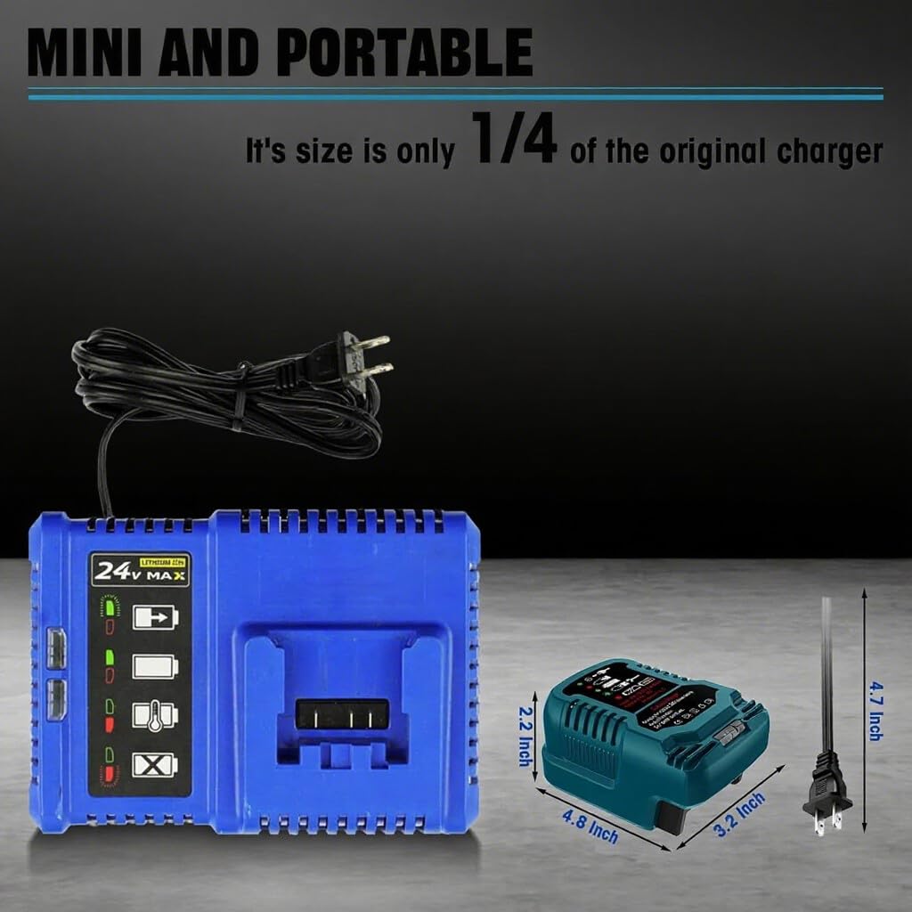 Mini Charger for Kobalt 24V Battery Charger Replacement,for Kobalt 24-Volt Power Equipment Battery Rapid Quick Charger