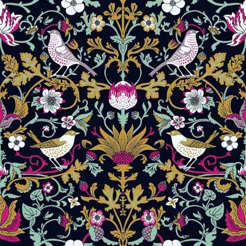 William Morris Peel and Stick Wallpaper Contact Paper Vintage Dark Floral Victorian Modern Self Adhesive Vinyl Wallpaper 17.7ft x 6.6ft