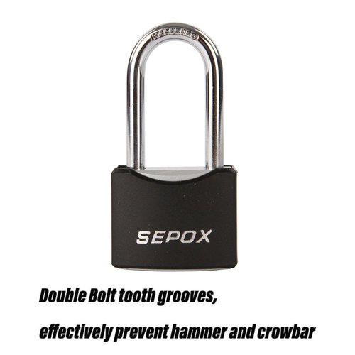 SEPOX® Twins 1-9/16" All-Weather Outdoor Padlocks Keyed Alike, Long Shackle, Solid Steel Lock, Heavy-Duty with Black Cover, Design for Gate Fence Cabinet Toolbox School Gym Locker with 2pcs Same Key