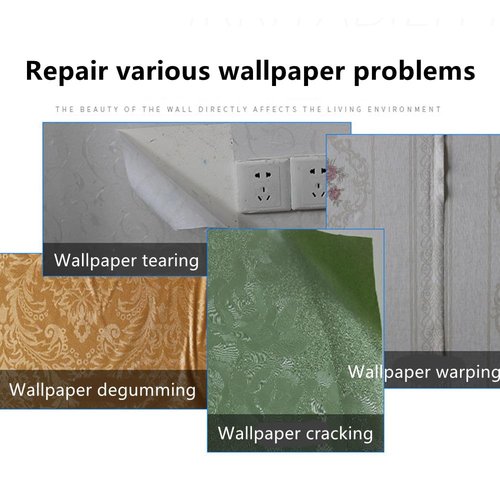 2Pcs Wallpaper Repair Adhesive, Clear Wallpaper Paste Kitfor Fixing Tears, Seams & Edges, Extra-Strong Glue for Seam Repair, Easy-Spread Wallpaper Glue, Strong Adhesion for Vinyl Wallpaper