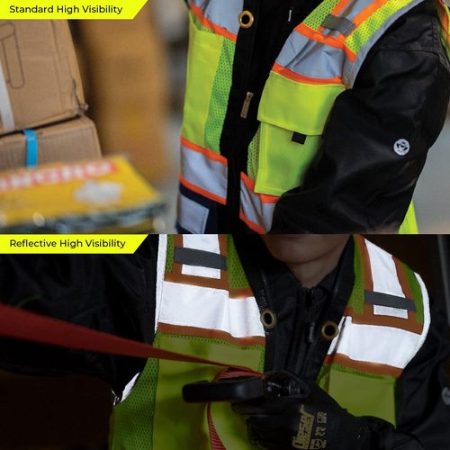 Shine Bright Safety Vest - High Visibility with Reflective Straps and Pockets – Premium, Soft, Durable, and Breathable – ANSI CLASS 2 (Size Medium, Black)