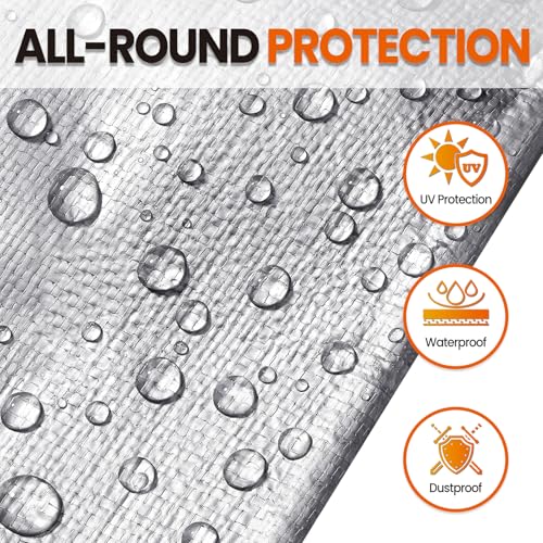 SpacEver Silver/Brown 10x12 FT Waterproof Heavy Duty Tarp UV Resistant Multipurpose Cover