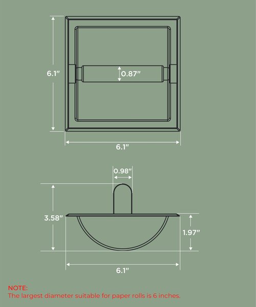 FORIOUS Recessed Toilet Paper Holder, Stainless Steel Durable Tissue Roll Holder Wall Mount for Bathroom Space Saving Design with Mounting Bracket, in Wall Toilet Paper Dispenser Insert, Matte Black