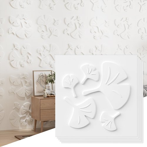 LooYee 24 PCS Ginkgo Biloba 3D Wall Panels 19.7" X 19.7" Wall Panels for Interior Wall Decor Minimalist Modern Style Ideal for Bedroom Headboards Living Room Accent Walls Cover 64.Sq.Ft.