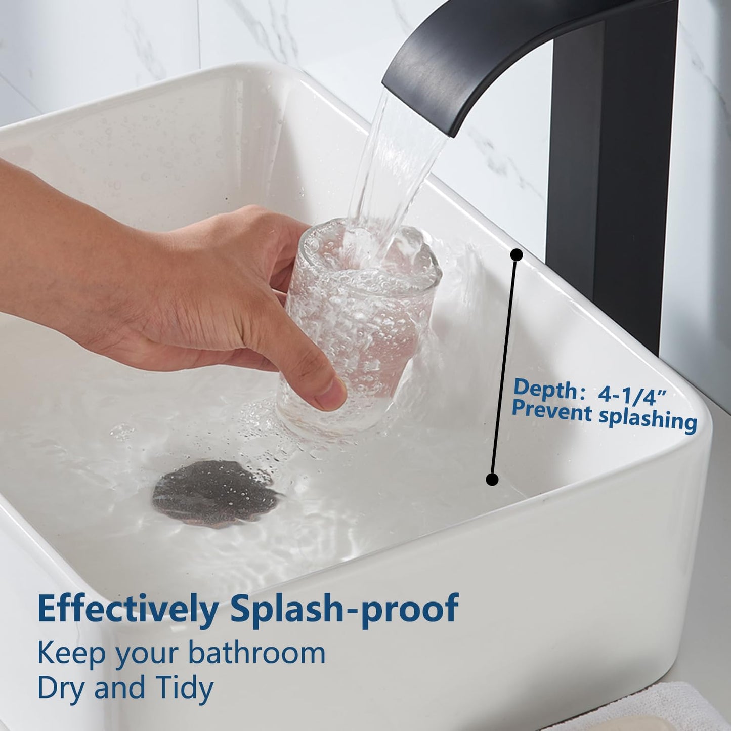 Ufaucet Bathroom Vessel Sink Rectangle, 16" X 12" White Bathroom Ceramic Vessel Sink Above Counter, Modern Porcelain Lavatory Small Above Counter Art Basin Vanity Sink, Lavamanos De Baño