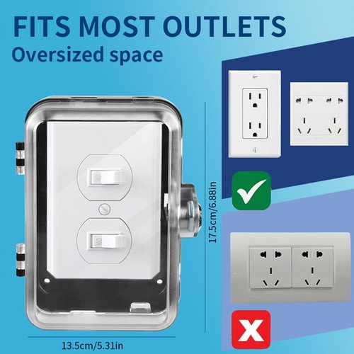 PKLIYH 1 Pack Universal Baby Safety Electrical Outlet Cover Box Childproof Plug Cover - More Space for Large Plugs Easy to Install & Use Fit Socket Protector (1Pack, Black)