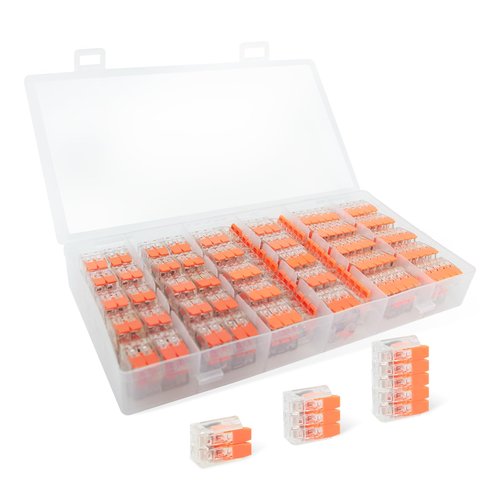 Lever Wire Connector Kit, 90 PCS Transparent Compact Splicing Wire Connectors, Push-in 2/3/5 Conductor Electrical Connectors Combination, Suitable for Wiring 26-12 AWG.