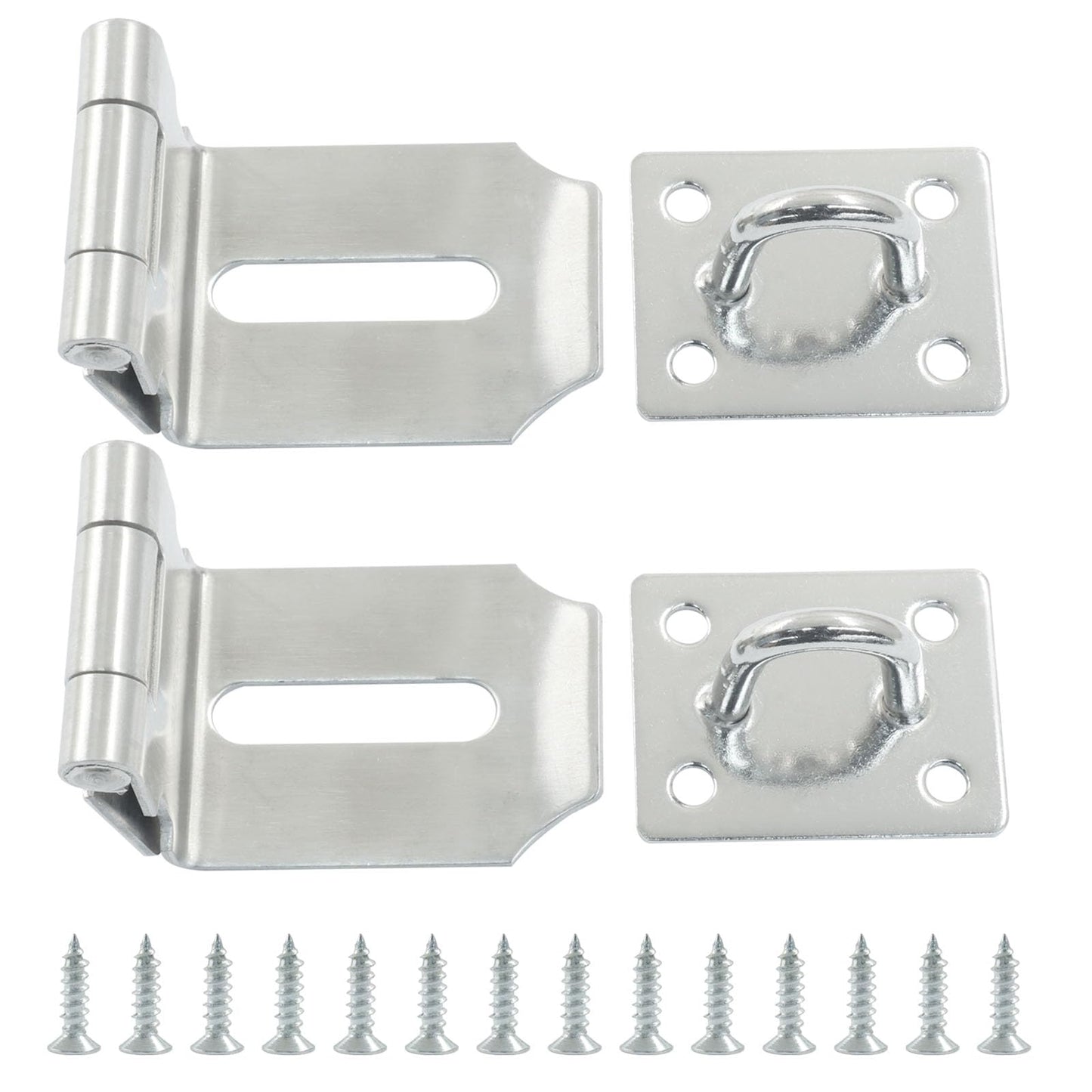 Aracombie 90 Degree Hasp Latch Lock, 3 Inch Padlock Hasp Latch, Silver Right Angle Latch with Screws for Shed, Barn, Cabinet, Durable & Corrosion-Resistant Design