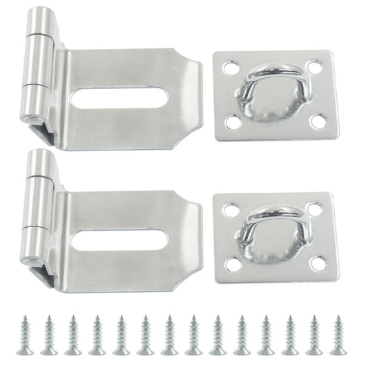 Aracombie 90 Degree Hasp Latch Lock, 3 Inch Padlock Hasp Latch, Silver Right Angle Latch with Screws for Shed, Barn, Cabinet, Durable & Corrosion-Resistant Design