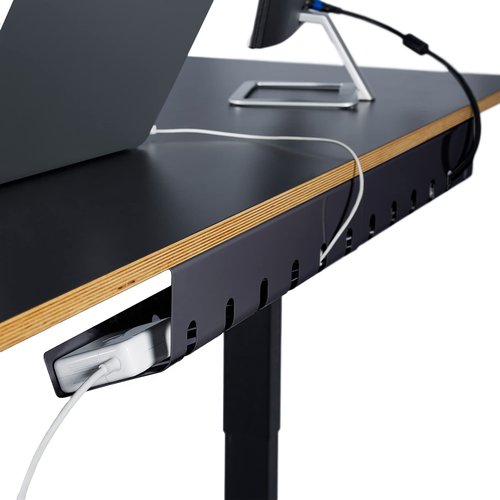 PAMO Cable Management Under Desk for Easy mounting Under-Table I Set of 3 - with 10X Cable Ties I Desk Organizer for Office/Home Office Table Thoughtful Cable Tray Holder