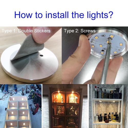 Single LED Puck Light 2 Watt for Under Cabinet Counter Bar Shelf Back Lighting, 120V Electric Direct Wall Plug in, Handy On Off Switch, 1.5 Meters Black Cable (Warm White 3000K)