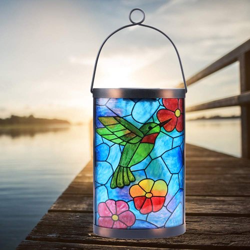 Hanging Solar Lantern Outdoor Decorative Waterproof LED Solar Hummingbird Lights Tabletop Lamp for Outdoor Patio Garden