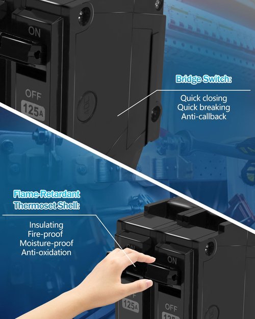 THQL21125 2-Pole 125-Amp Circuit Breaker, Repalce for GE 125 AMP Breaker Fit for GE Distribution Panel, Plug-in, 120/240V