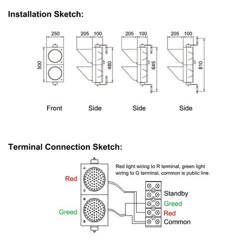 BBMi AC85-265V Red/Green 200mm(8inch) Traffic Light, Stop and Go Light, Led Traffic Signal Light, PC Housing Outdoor Waterproof IP65 Industrial, Cobweb Lens Led Warning Light.