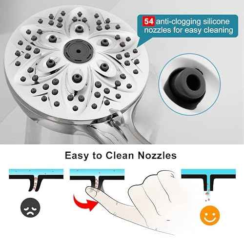 6-Setting Shower Head with Handheld, JDO High Pressure Hand held Shower Head, 4.7 Inch Chrome Detachable Showerhead Set with 59 Inch Stainless Steel Hose and Adjustable Showerhead Holder