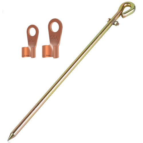 Minidodoca- Portable Ground Rod - Grounding Pin with Ground Wire Lug | Great for Electric Fences,Fenerator,Antennas,Satellite Dishes,Ground Post Pin,Tie out Stake (Portable)
