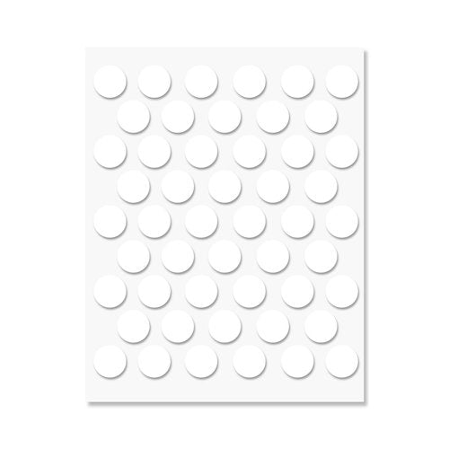 White Self-Adhesive Screw Hole Stickers - 50 pcs. 0.55 inch / 14 mm Peel Stick Dust Proof Tape, Water Resistance PVC Caps for Wood Cabinets, Furniture, Drawer, Wardrobe, Kitchen, Table