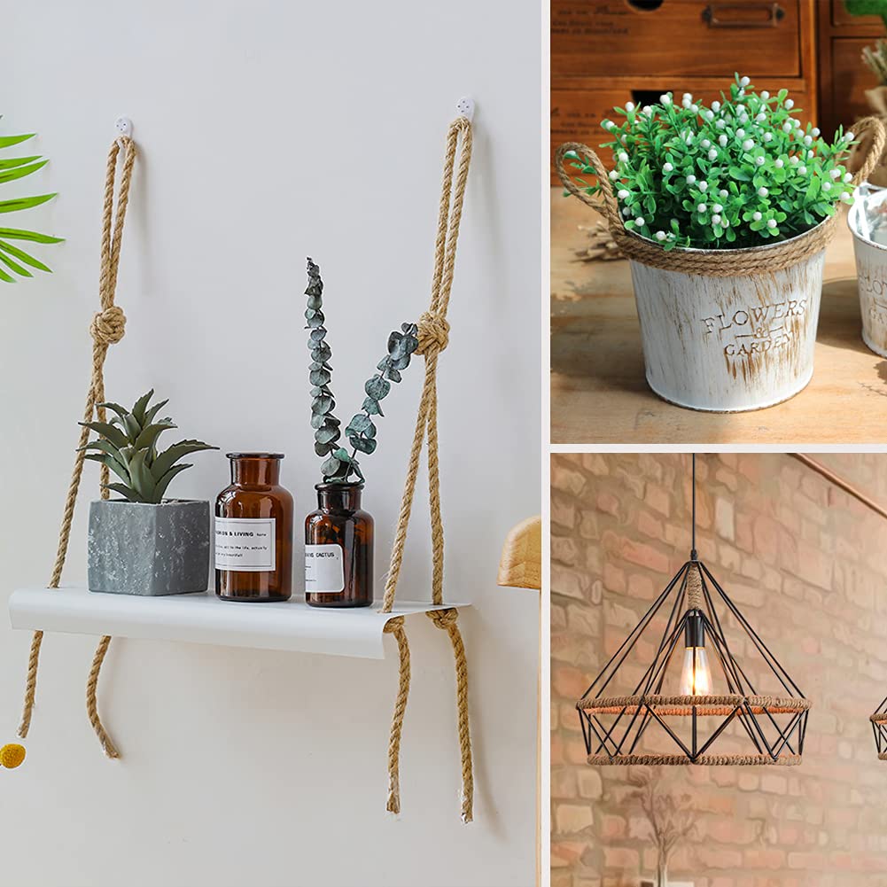 Tenn Well 10mm Jute Rope, 50 Feet 3/8 inch Heavy Duty and Thick Twine Decorative Rope for Crafting, Cat Scratch Post, Gardening, Farmhouse Decor, Home Decor