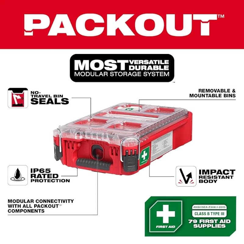 Milwaukee 48-73-8435C First Aid Kit with Polypropylene Housing, 79 Components