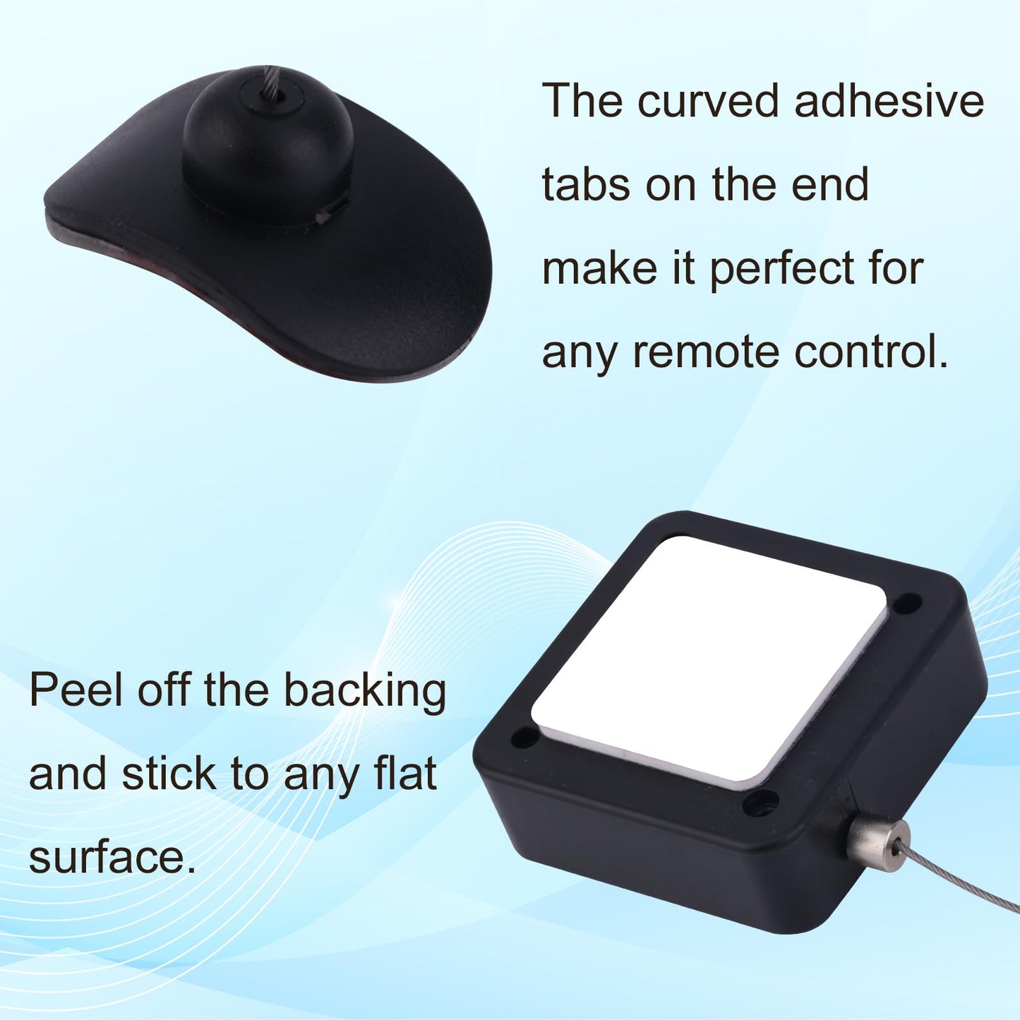 2pcs Retractable Remote Control Tether Locks, 6.56ft Adjustable Security Control Leash for TV Remotes Gaming Controllers, Perfect for Showroom Office Home