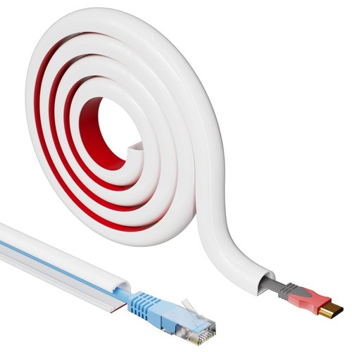 Cord Hider Raceway Kit, 78 inch Wall Cable Hider for 1-2 Cable, Silicone Material Hiding Wall Mount TV Powers Cords in Home Office, W0.75 H0.5in White