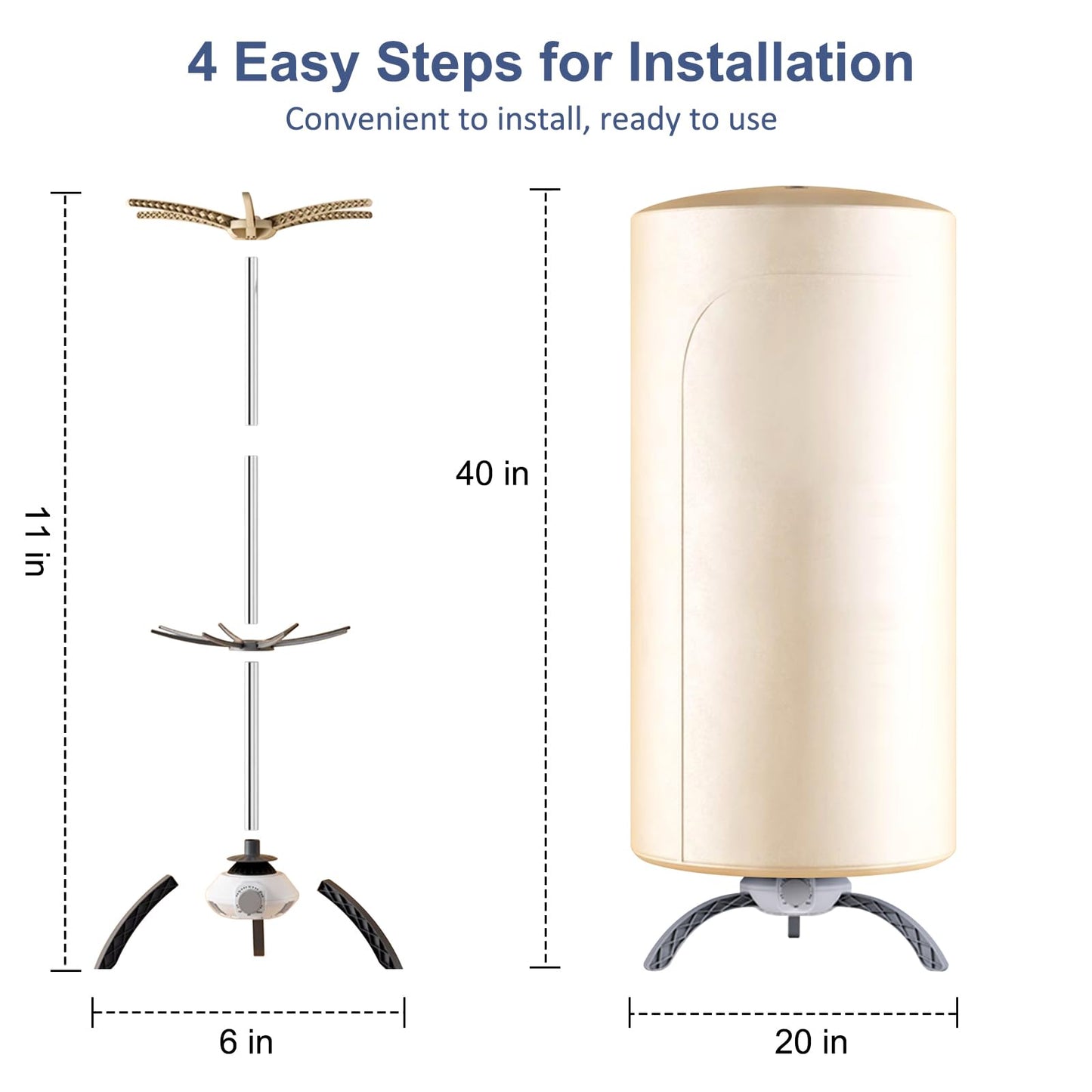 Portable Clothes Dryer Upgraded Large Capacity for Families,travel and apartments,Mini 900W Fast-Drying Machine for Skirts, Clothing and Shoes Quick & Easy-to-Use Foldable Compact Dryer(Beige)