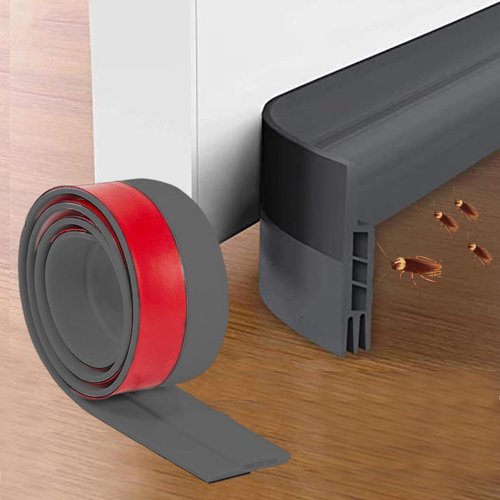 39" L Door Draft Stopper Under Door Draft Blocker Sweep Weather Stripping Noise Stopper Strong Adhesive(Grey)