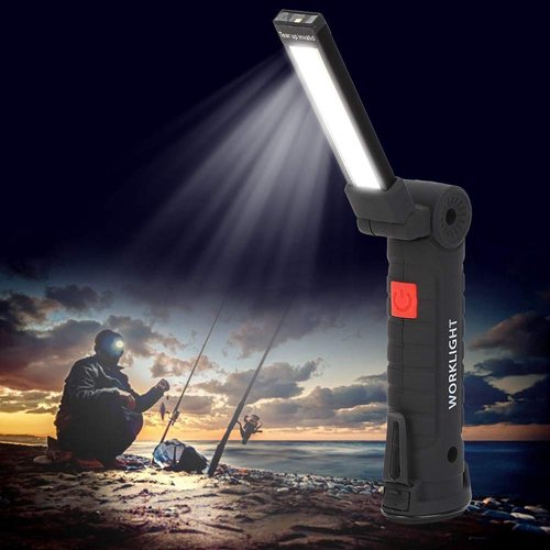 Portable LED Flashlight Torch, 5 Lighting Modes Handheld Work Light with Magnet, USB Rechargeable, 800mAh Battery for Camping, Maintenance, Emergency