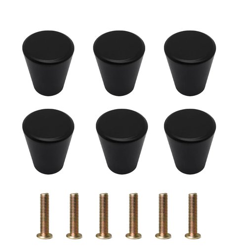 TAYCZGQL 6 Pack Small Knobs Modern Conical Black Cabinet Matte for Cabinets Decorative Furniture Hardware Compact Smooth Finish Contemporary Design Home Improvement Accessory Easy Install
