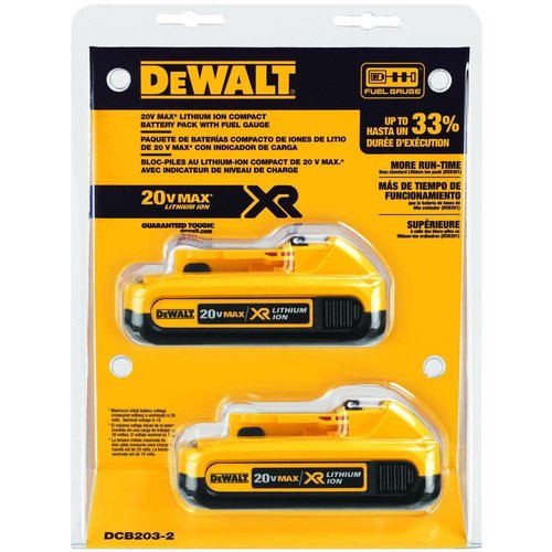 DEWALT 20V MAX Battery, Compact 2.0Ah Double Pack (DCB203-2)