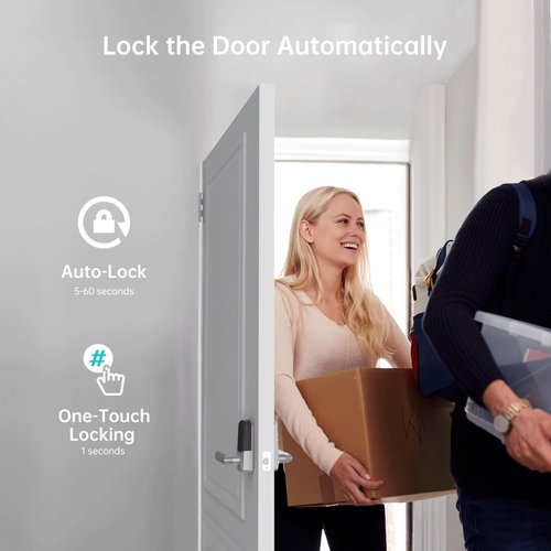 Keyless Entry WiFi Smart Lock with Handle: Hornbill Biometric Fingerprint Lock for Front Door, Keypad Passcode Auto-Lock for Home