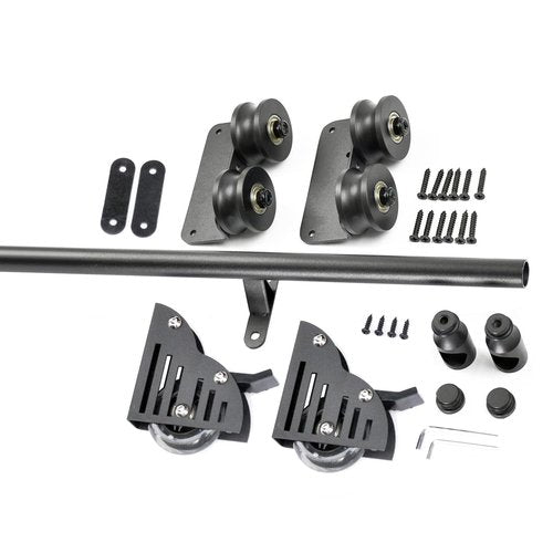 Library Sliding Ladder Hardware Kit with Floor Roller Black Metal Steel Round Tube Track 3.3ft 24ft Rolling Ladder Hardware Set for Library