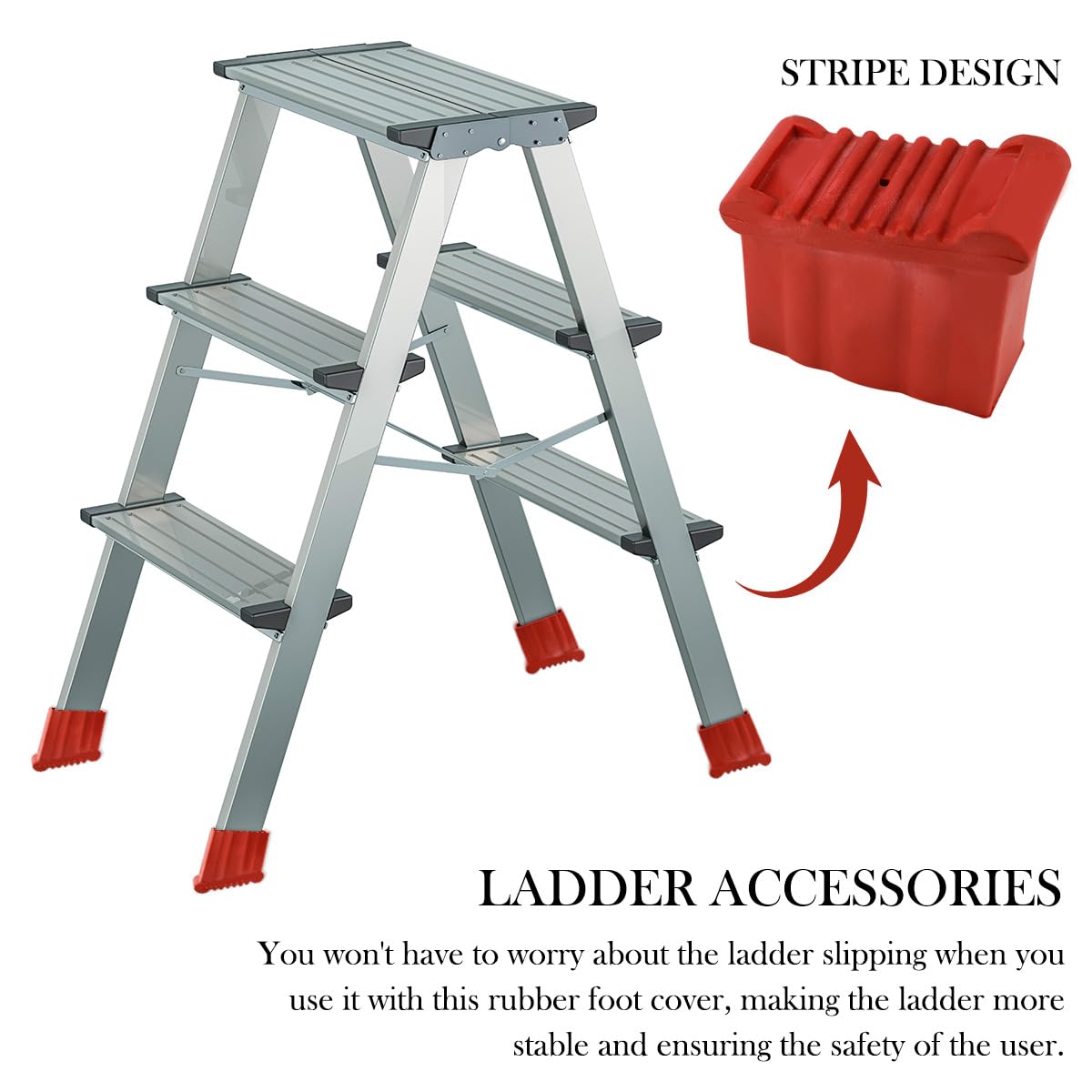 2 Pcs Ladder Non Slip Feet Covers, Thickened Furniture Rubber Foot Cushion Non-Slip Telescopic Ladder Rubber Protective Cushion Ladder Foot Cushion Cover Accessories
