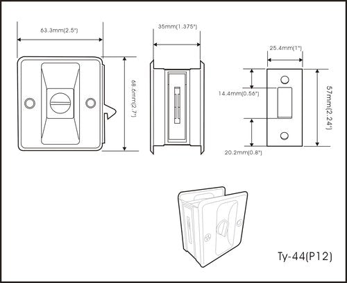 QCAA Solid Brass Sliding Door Pull Door Pocket Lockable, Polished Brass, Made in Taiwan, 1 Pack