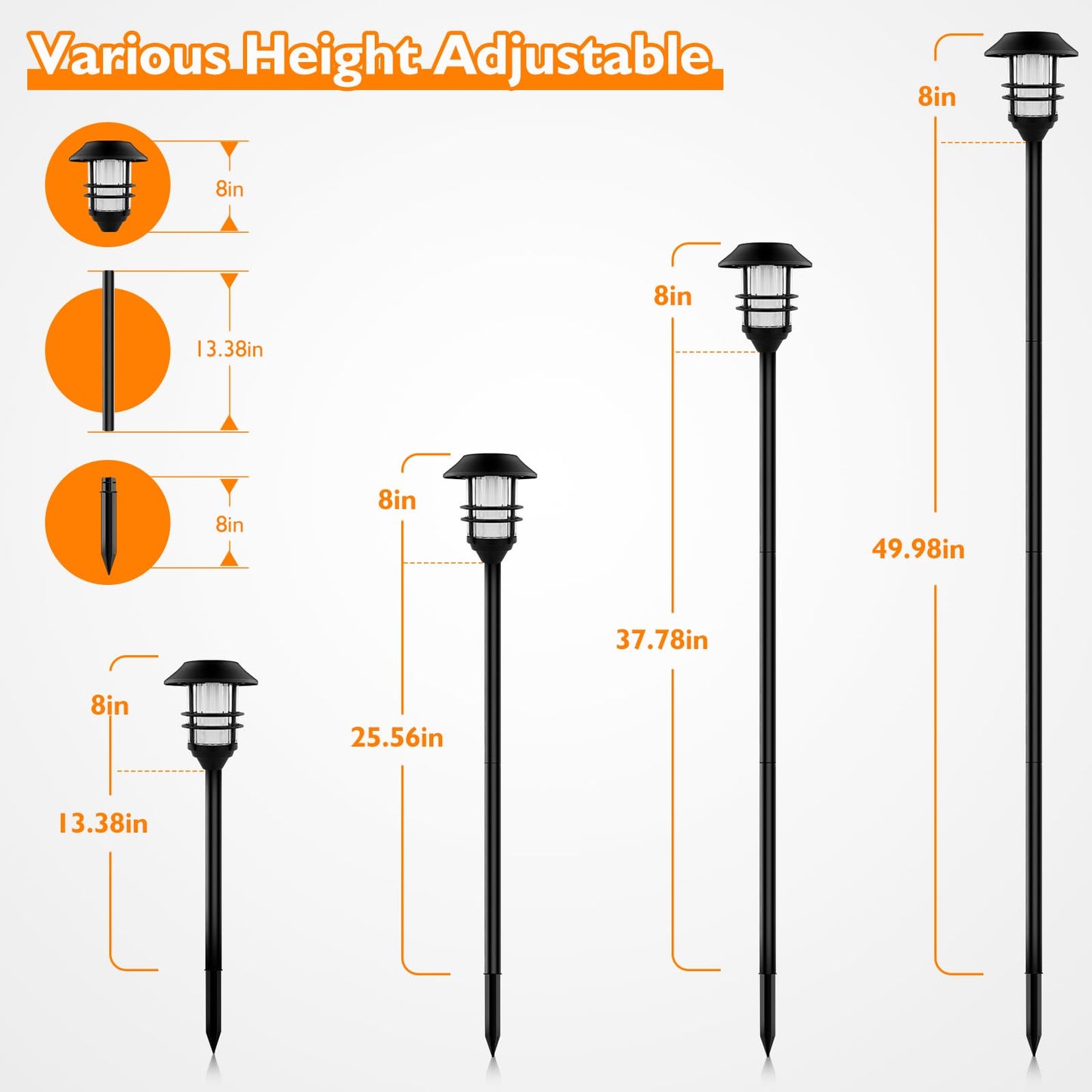 ZOOHAR Solar Outdoor Lights, Waterproof Pathway Torches, LED Metal Landscape Path Lights for Garden Patio Balcony & Pool (Pack of 4)