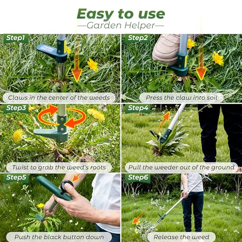Walensee Long Handle Weed Puller with 3 Claws - Stand Up Garden Weeding Tool