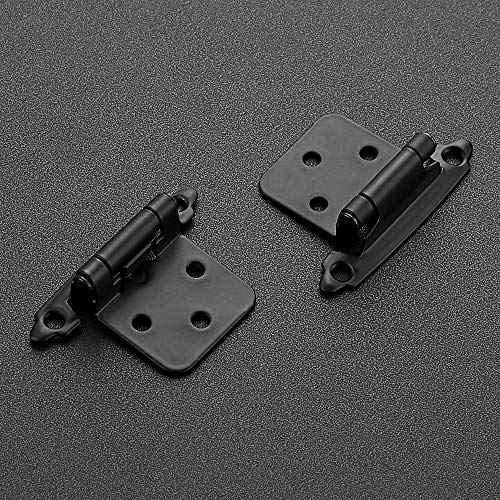 Ravinte Black Cabinet Hinges 1/2 Inch Overlay - 60 Pack (30 Pairs) with Bumpers