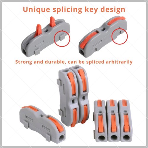 YQSIYU Lever Wire Connectors, 100 Pcs in Buckets of Quick Connect Eletrical Connectors 1 Conductor Lever Nuts in Gray with Orange Handle